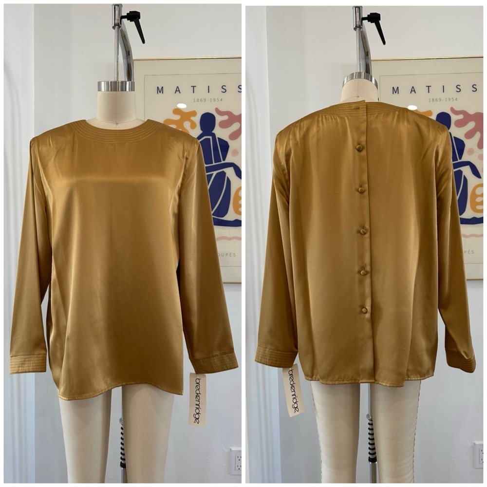 Vintage Gold Button-Back Blouse